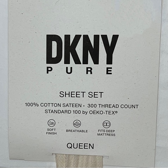 6 Pc DKNY Pure Queen Cotton White Sheets Sheet Set Fitted, Flat, 4 Pillowcases - Picture 4 of 8